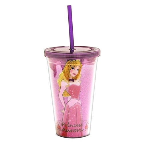 Sleeping Beauty Princess Aurora Glitter Plastic Travel Cup